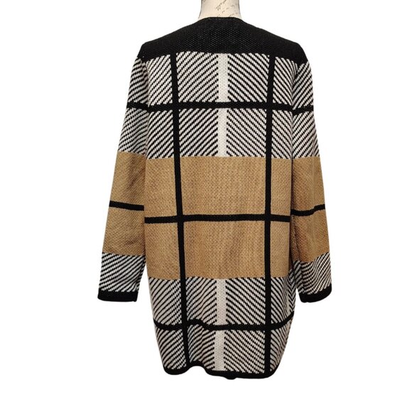Anthropologies Oliver O Open Front Cardigan Womens Large Plaid Checkered Striped - Picture 5 of 7